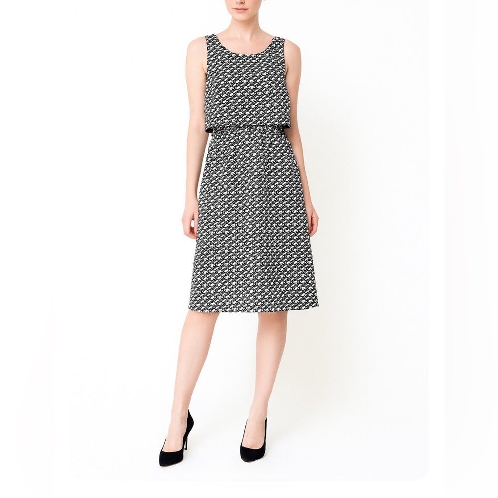 NWT Cynthia Rowley Sleeveless Fit & Flare Dress in Jacquard Black & Silver 4